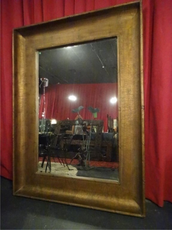 HUGE 6.5 FT TALL MIRROR IN GOLD FRAME WITH BANDED REED (1 of 4)