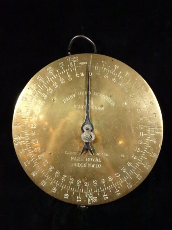 MILK SCALE, DAIRY HERD RECORDER, THE SANDRINGHAM, BRASS (1 of 7)
