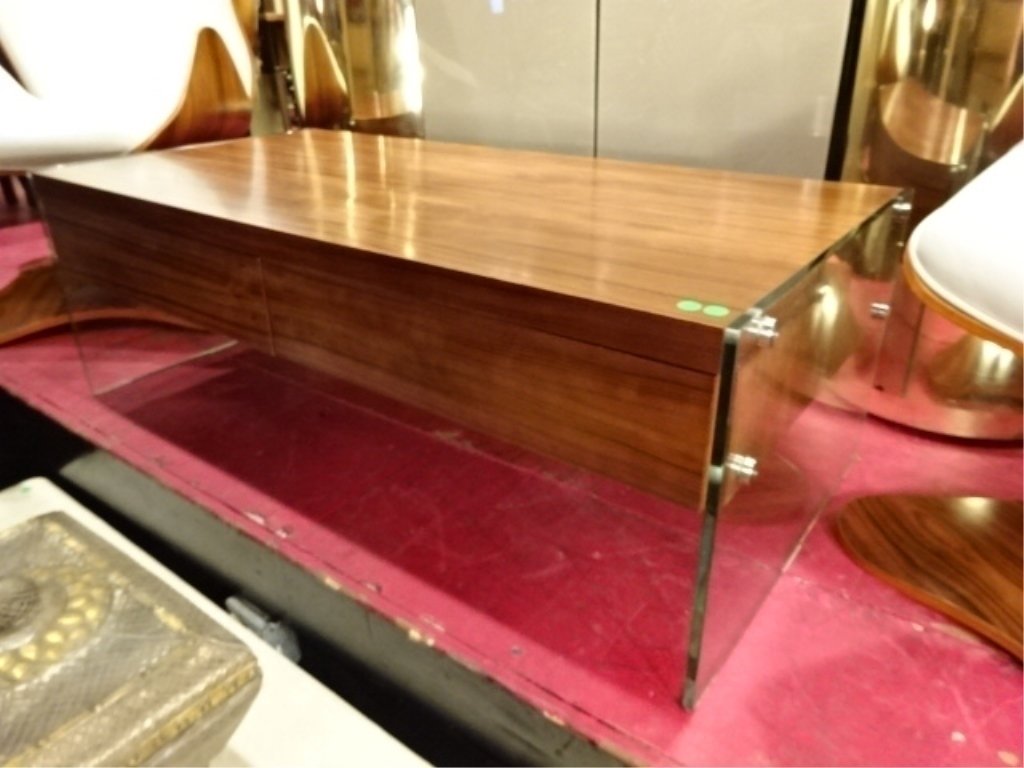 MODERN DESIGN WOOD AND GLASS COFFEE TABLE, GLASS PANEL (1 of 6)