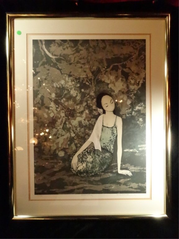 LIMITED EDITION LITHOGRAPH, SEATED WOMAN, TITLED (1 of 6)