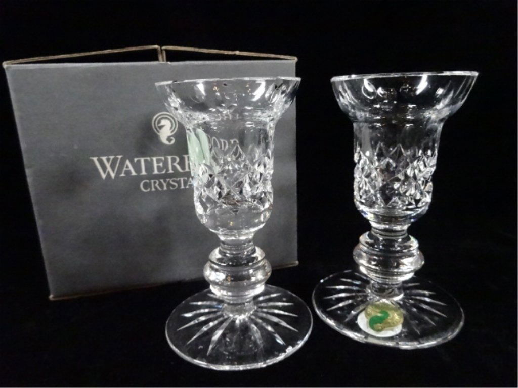 PAIR WATERFORD CRYSTAL CANDLESTICKS, MADE IN IRELAND, (1 of 7)
