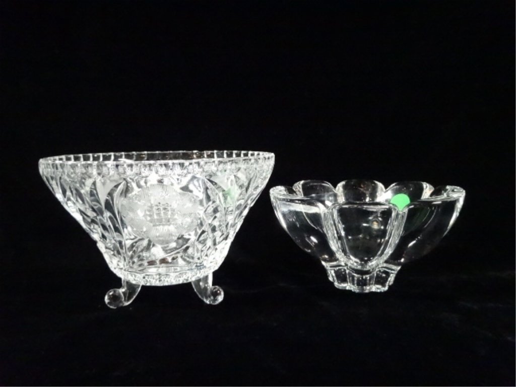2 PC CRYSTAL BOWLS, APPROX 4.25" X 6.5" AND APPROX 3' x (1 of 5)