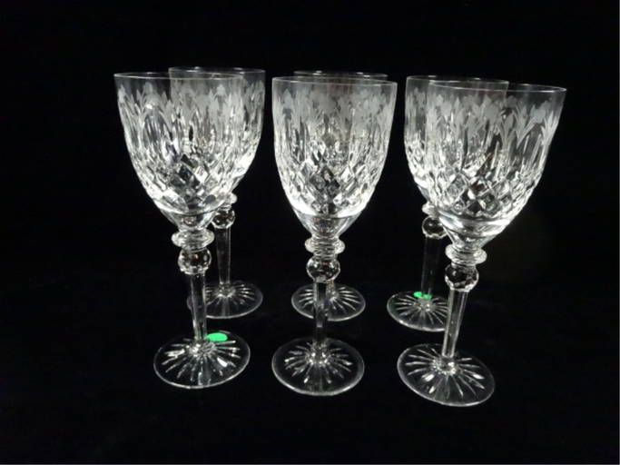 6 Pc Rogaska Crystal Wine Glasses, Similar To Waterford