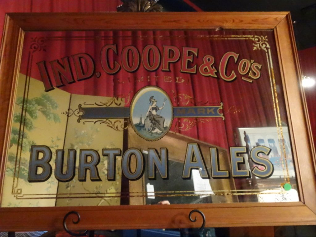 BURTON ALES BAR MIRROR ADVERTISING SIGN, 35" X 25", (1 of 6)