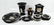9 PC WEDGWOOD BLACK JASPERWARE, INCLUDES VASE APPROX 5