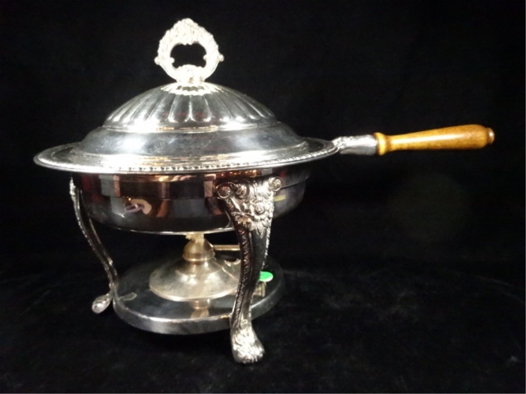 SILVERPLATE CHAFING DISH, DOUBLE BOILER, APPROX 12"H (1 of 6)