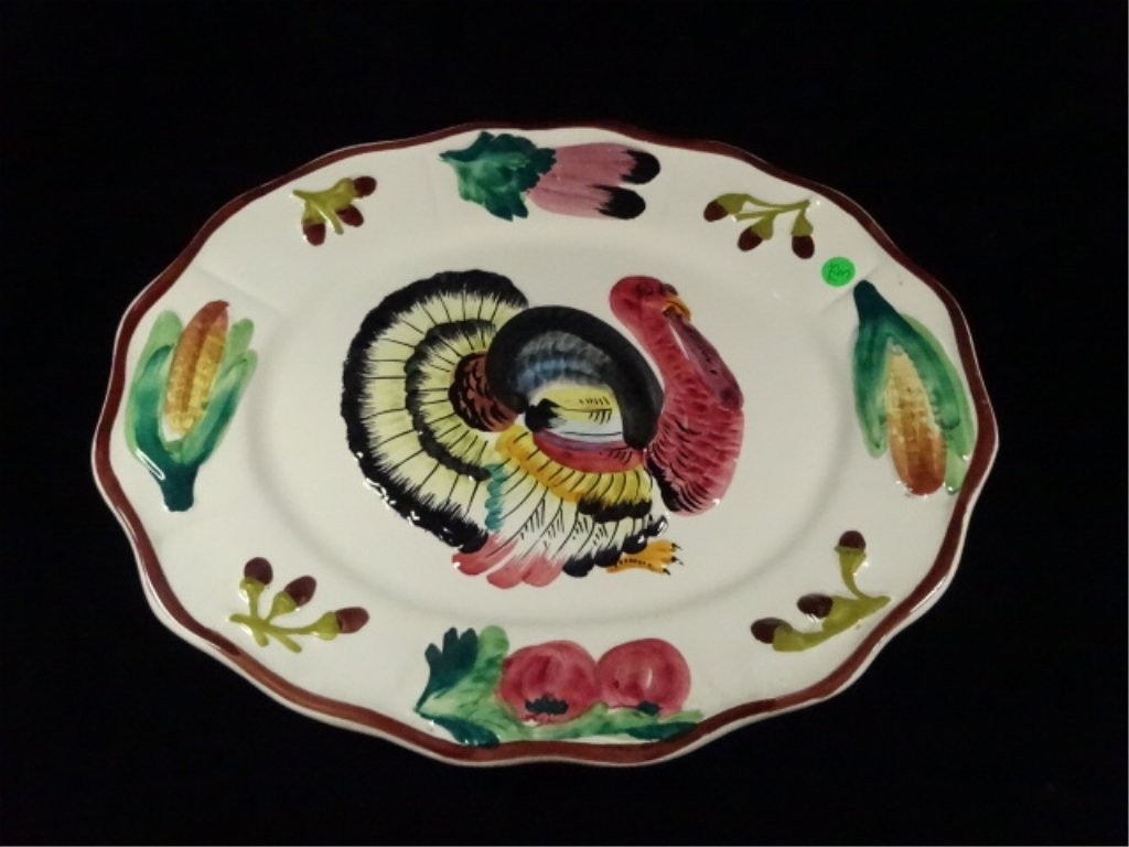 ITALIAN POTTERY TURKEY PLATTER, MARKED MADE IN ITALY, (1 of 5)