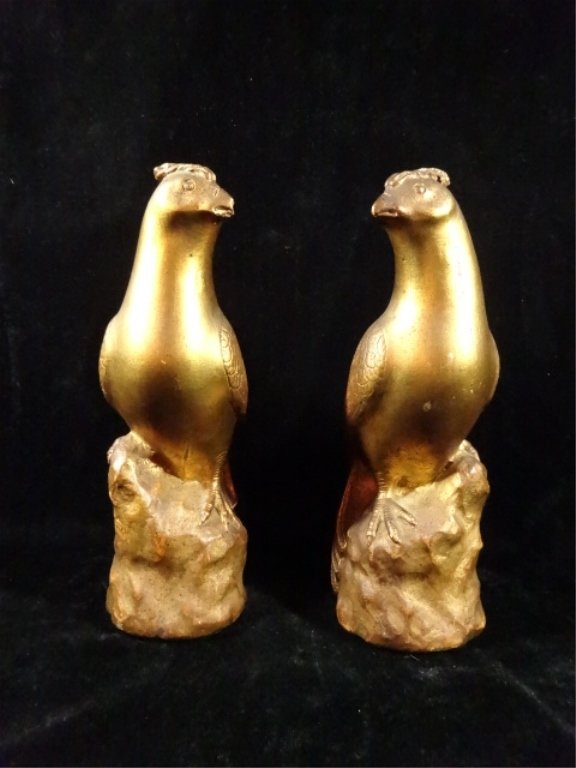 PAIR BIRD BOOKENDS, COMPOSITE WITH GOLD FINISH, APPROX (1 of 6)