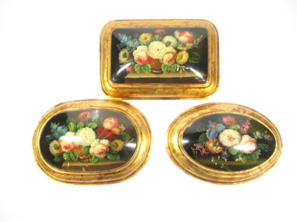 3 PC FLORAL STILL LIFE DESIGN PLAQUES, APPROX 6.5"W (1 of 5)