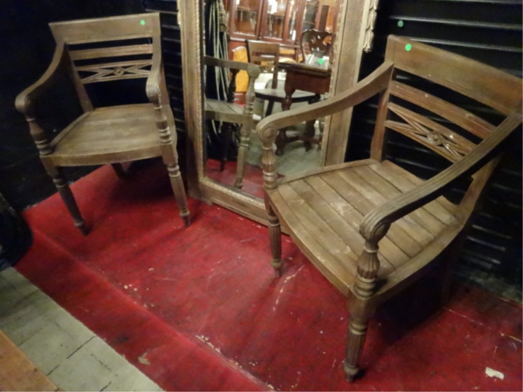 PAIR TEAK ARMCHAIRS, VERY GOOD CONDITION, LIGHTLY (1 of 6)