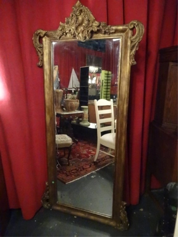 LARGE ROCOCO GILT WOOD MIRROR, VERY GOOD VINTAGE (1 of 5)