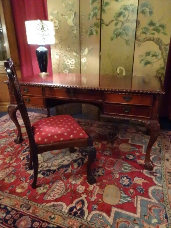 2 PC CHIPPENDALE STYLE DESK AND CHAIR, BALL AND CLAW (1 of 10)
