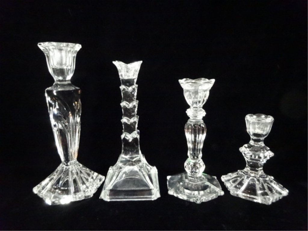 4 PC ASSORTED CRYSTAL CANDLESTICKS, TALLEST APPROX 9"H, (1 of 5)