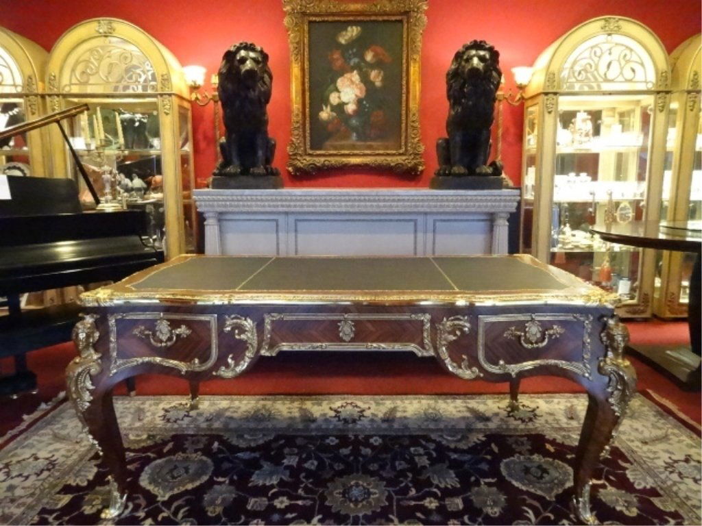 LOUIS XV STYLE DESK, HEAVY GILT BRONZE MOUNTS, GILT (1 of 10)