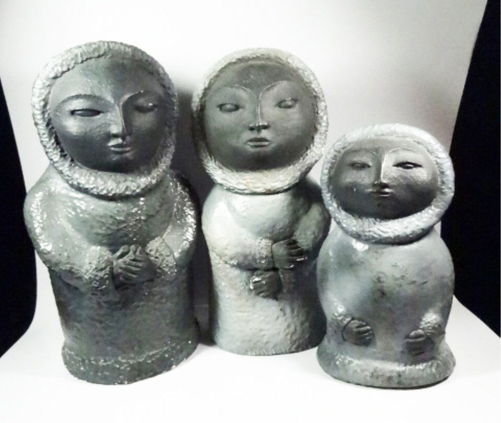3 ESKIMO SCULPTURE, FATHER, MOTHER & CHILD, COMPOSITE, (1 of 9)
