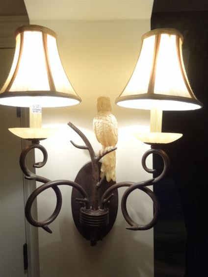 PAIR 2 LIGHT WALL SCONCES, BRONZE FINISH METAL BASES (1 of 4)