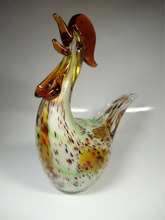 MURANO STYLE ART GLASS SCULPTURE, ROOSTER, APPROX 3.5"H (1 of 6)