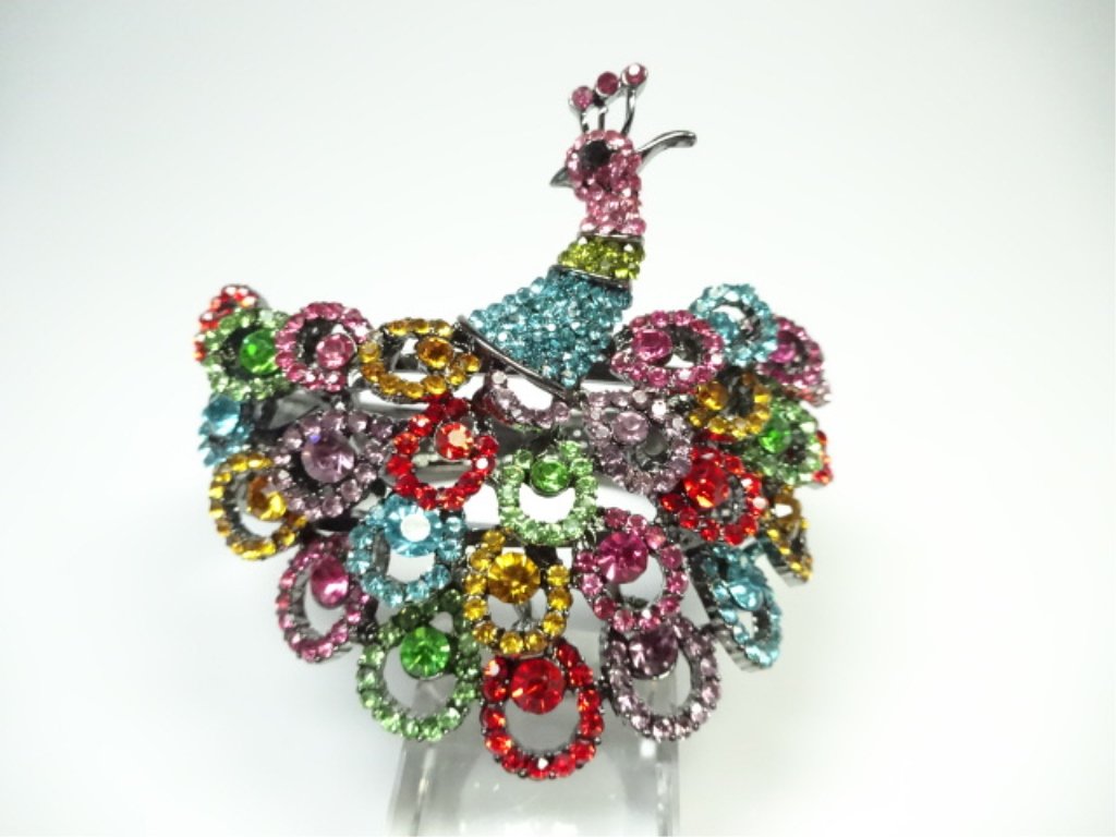 COSTUME JEWELRY BRACELET, PEACOCK, MULTICOLOR (1 of 4)
