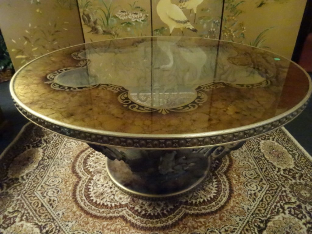 ORNATE MID CENTURY COFFEE TABLE, 1960's, GOLD ACCENTED (1 of 6)