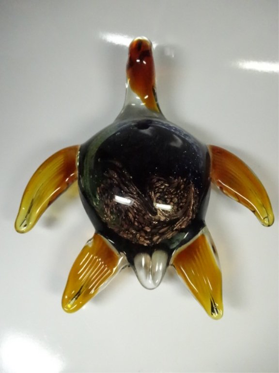 MURANO STYLE ART GLASS SCULPTURE, SEA TURTLE, APPROX (1 of 5)