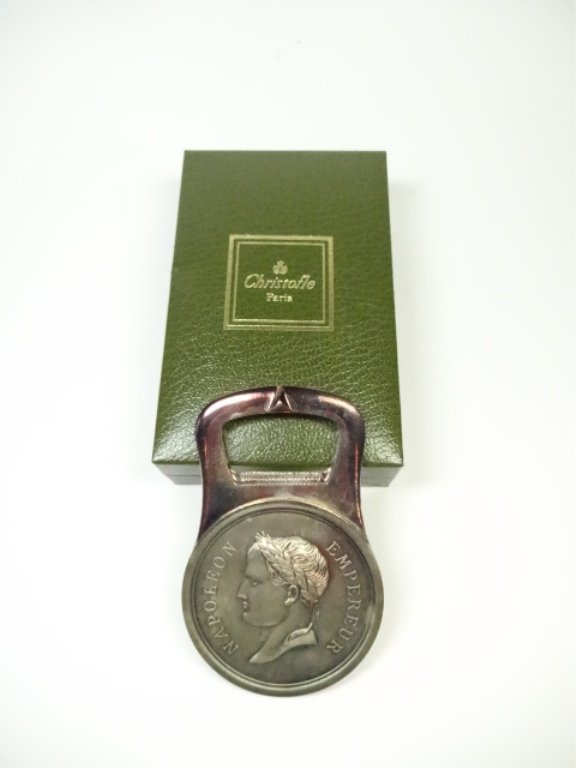 CHRISTOFLE FRANCE SILVERPLATE NAPOLEON BOTTLE OPENER, (1 of 4)