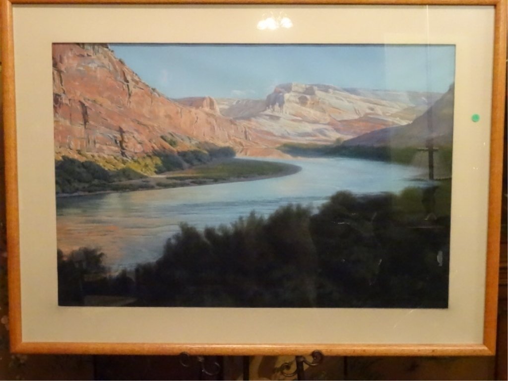 LARGE TOM STUBBS SIGNED PASTEL DRAWING, LANDSCAPE, (1 of 9)