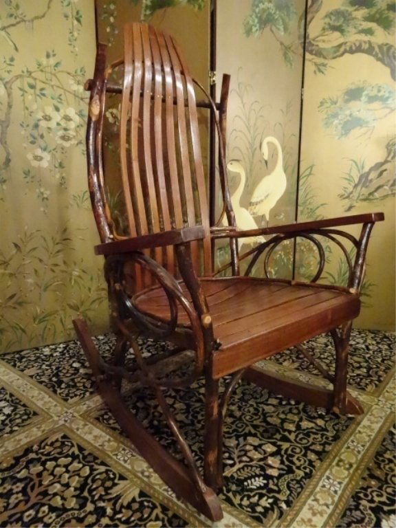 AMISH TWIG ROCKER/ROCKING CHAIR, FORMED SEAT, EXCELLENT (1 of 9)