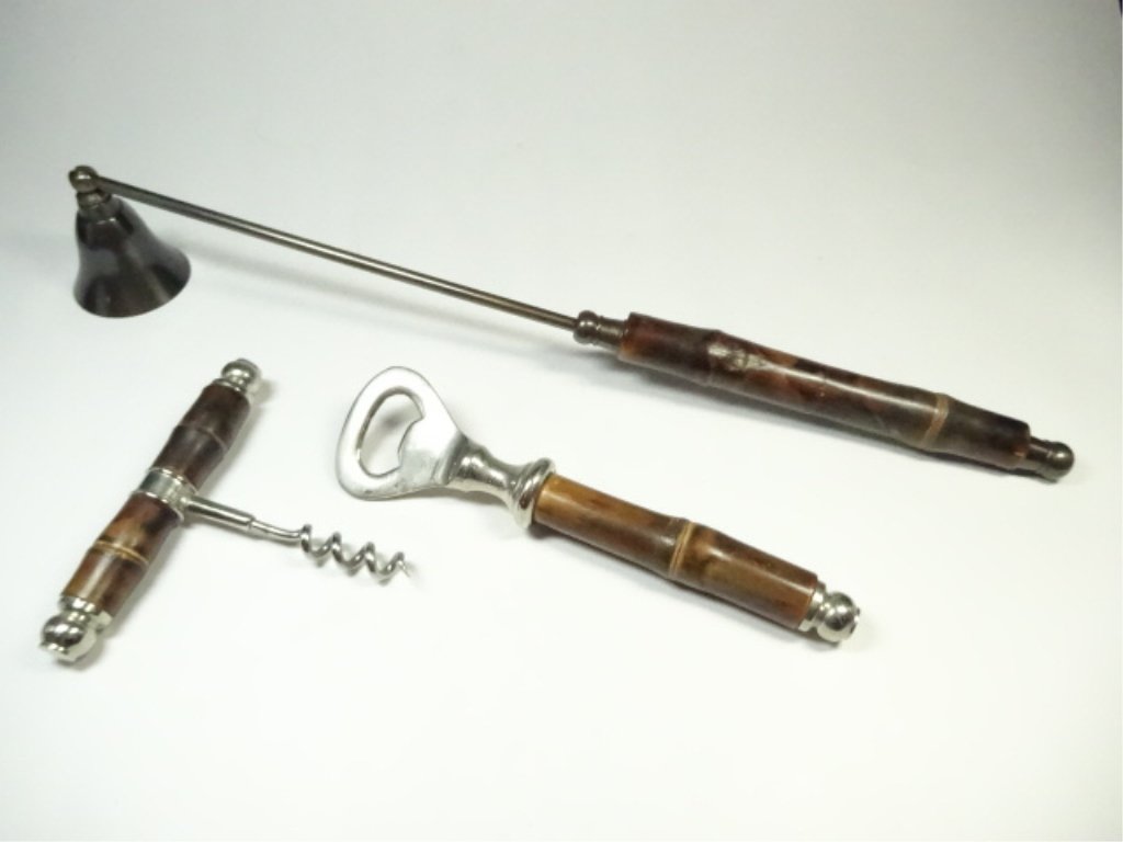 3 PC BAMBOO HANDLE BARWARE, INCLUDE CANDLE SNUFFER (1 of 8)