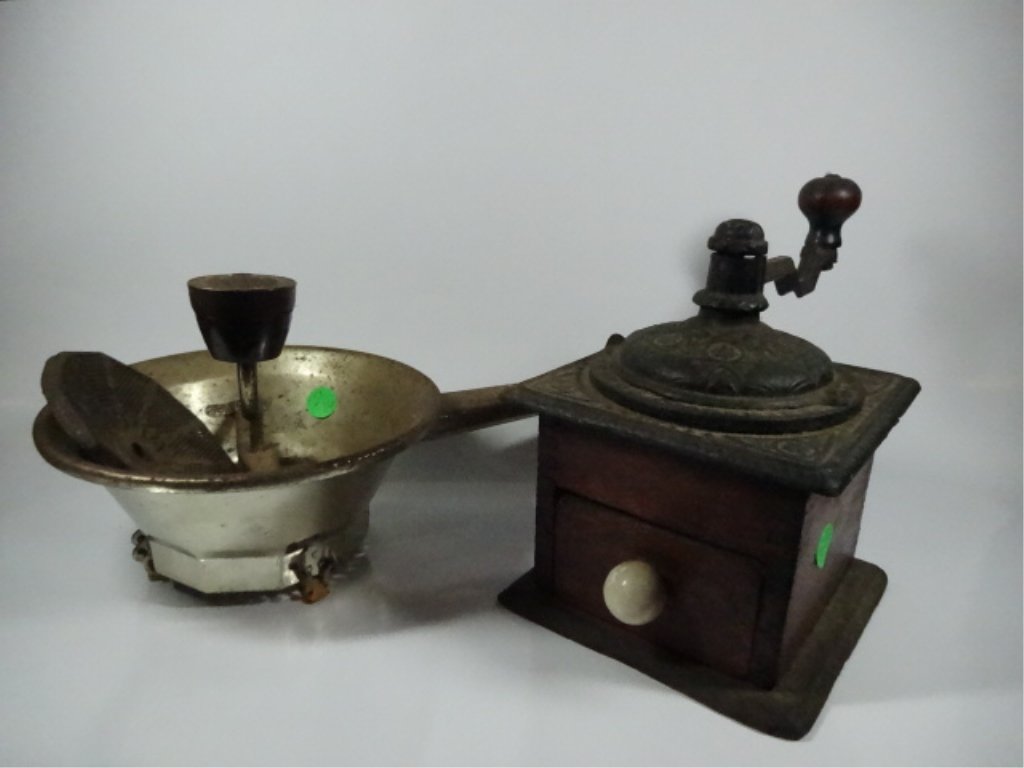 2 GRINDERS, INCLUDES COFFEE GRINDER WITH WOODEN BOX (1 of 5)