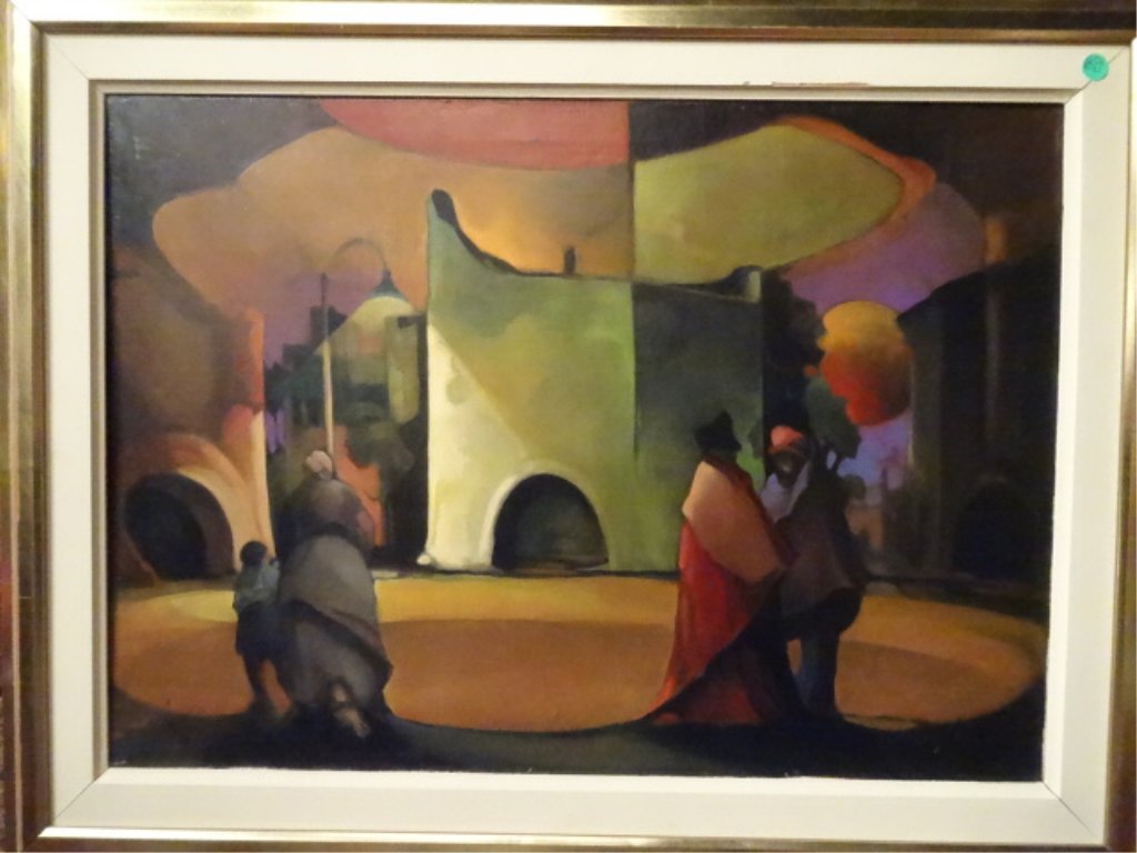 PLINIO RINALDI OIL ON CANVAS PAINTING, STREET SCENE (1 of 9)