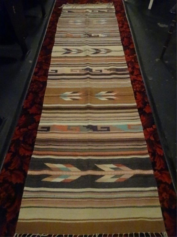 LARGE WOVEN WOOL RUG RUNNER, EXCELLENT CONDITION, 9.5' (1 of 4)