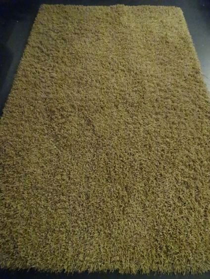 RECTANGULAR TAN SHAG RUG, VERY GOOD GENTLY USED (1 of 4)