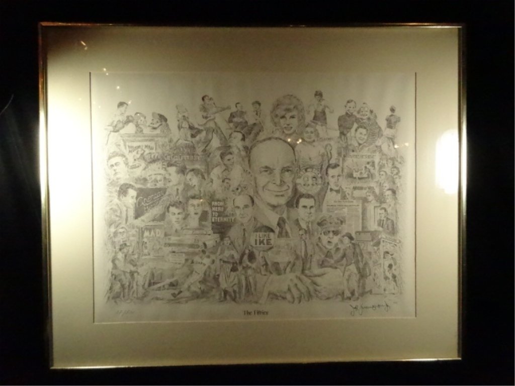 JOHN K. THOMPSON, JR. LIMITED EDITION PRINT, THE: JOHN K. THOMPSON, JR. LIMITED EDITION PRINT, THE FIFTIES, MARKED AP/500, FRAMED SIZE APPROX 22.25" X 27.25"