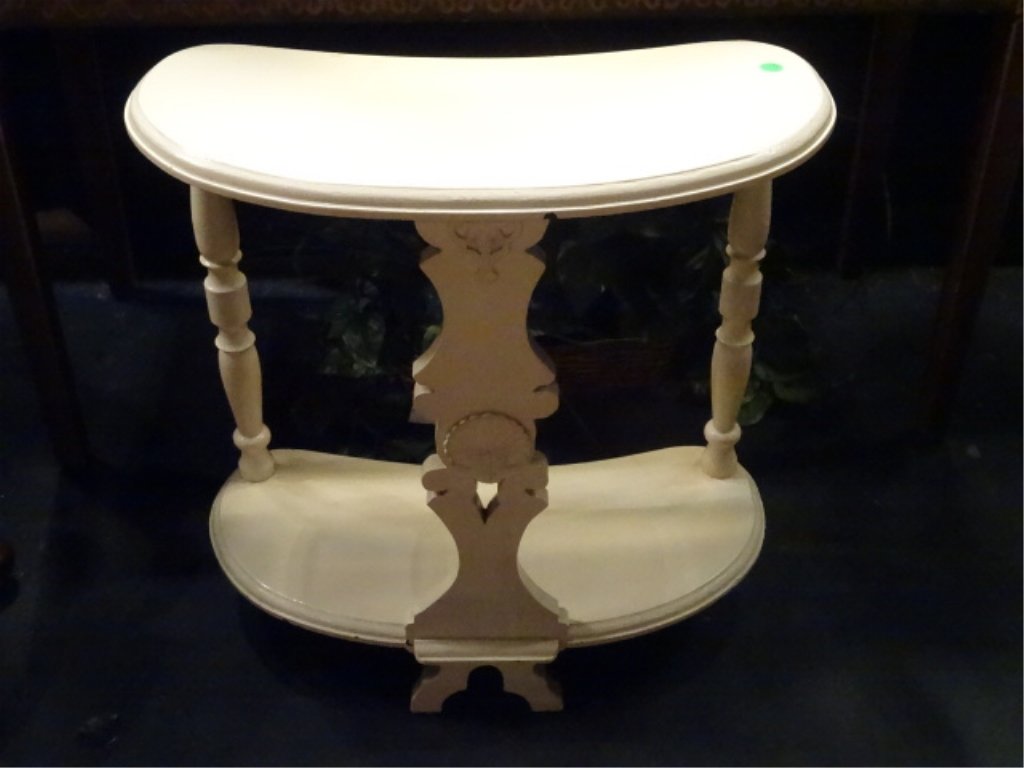 KIDNEY SHAPE WOOD TABLE, PAINTED WHITE FINISH, (1 of 4)