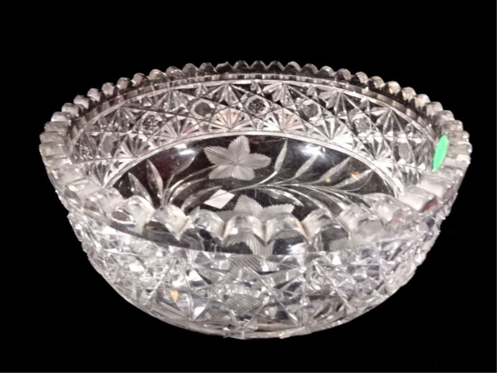 VINTAGE CUT CRYSTAL BOWL, EXCELLENT CONDITION, 9" X 4", (1 of 3)
