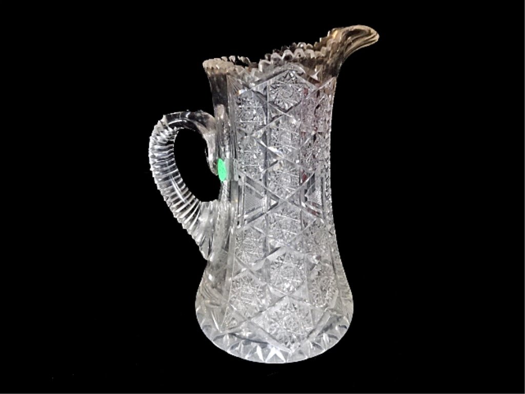 VINTAGE CUT CRYSTAL PITCHER, EXCELLENT CONDITION, 11"H (1 of 5)