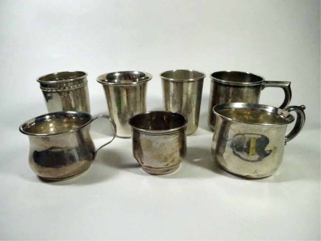 7 VINTAGE STERLING SILVER CUPS, WITH ASSORTED (1 of 10)