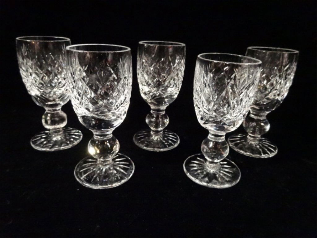 SET OF 5 WATERFORD CRYSTAL "AVOCA" CORDIALS, 4.5"H, (1 of 4)