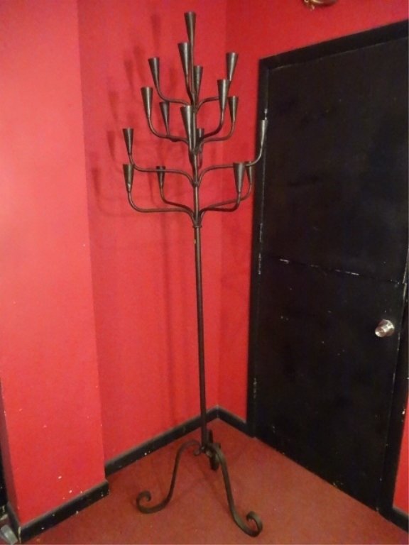 LARGE METAL FLOOR CANDELABRA, 17 LIGHTS, EXCELLENT (1 of 5)