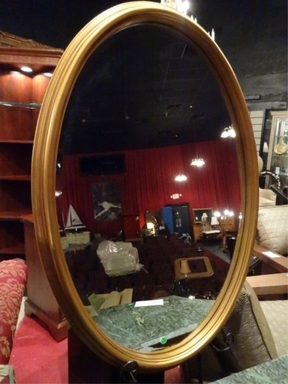 LARGE OVAL WOOD FRAME MIRROR, #2 OF TWO IDENTICAL (1 of 4)