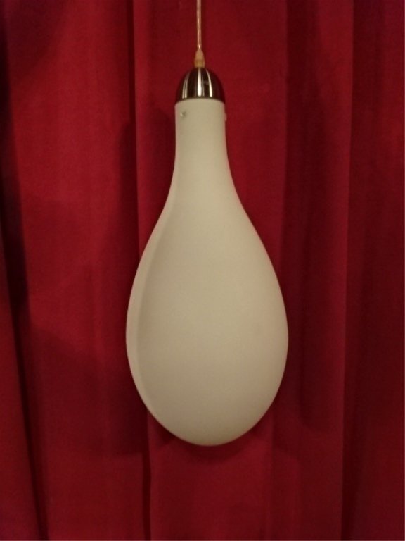 MODERN WHITE GLASS PENDANT LAMP, GOURD FORM GLASS SHADE (1 of 4)