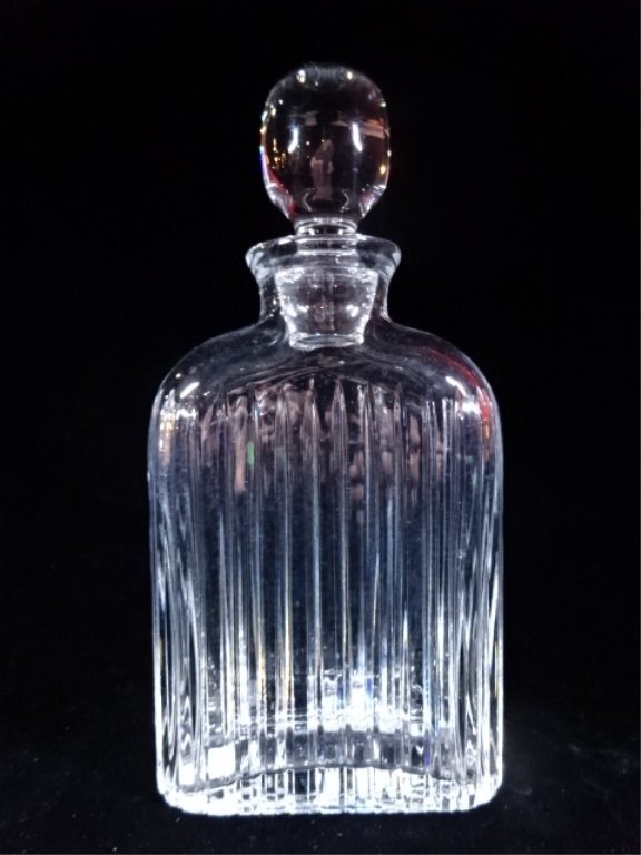 CRYSTAL DECANTER, FLUTED BODY WITH OVOID STOPPER, (1 of 5)