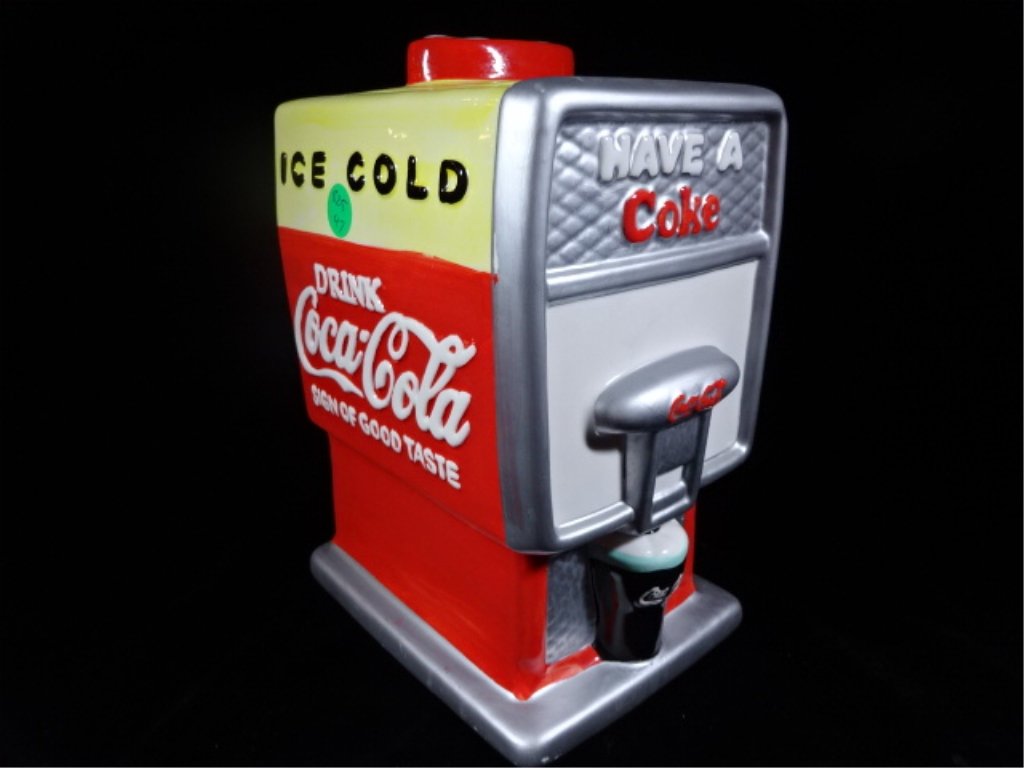 COCA COLA MACHINE CERAMIC COOKIE JAR, MARKED, EXCELLENT (1 of 5)