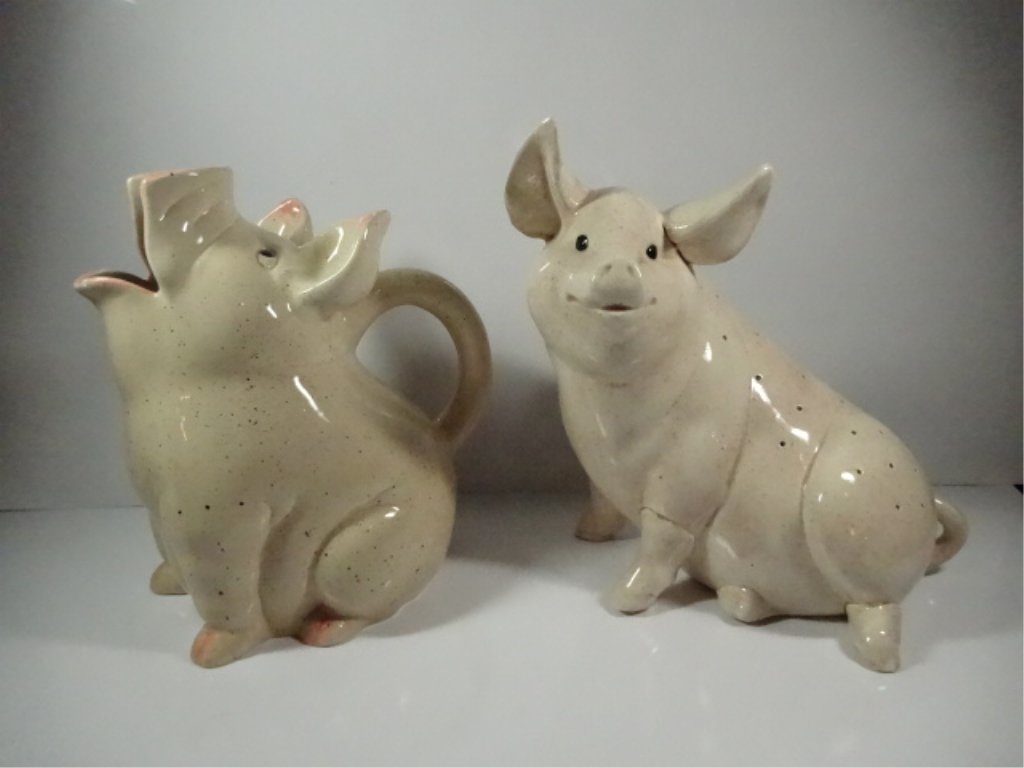 2 PC CERAMIC PIGS, APPROX 9.5"H, PITCHER HAS SMALL (1 of 9)