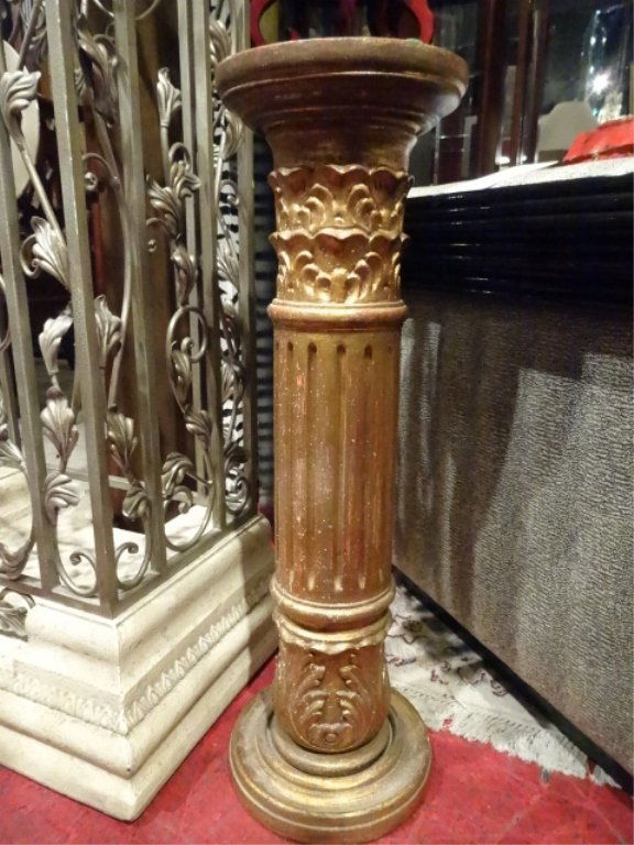 CARVED WOOD PEDESTAL, CLASSICAL COLUMN DESIGN, 31"H (1 of 3)