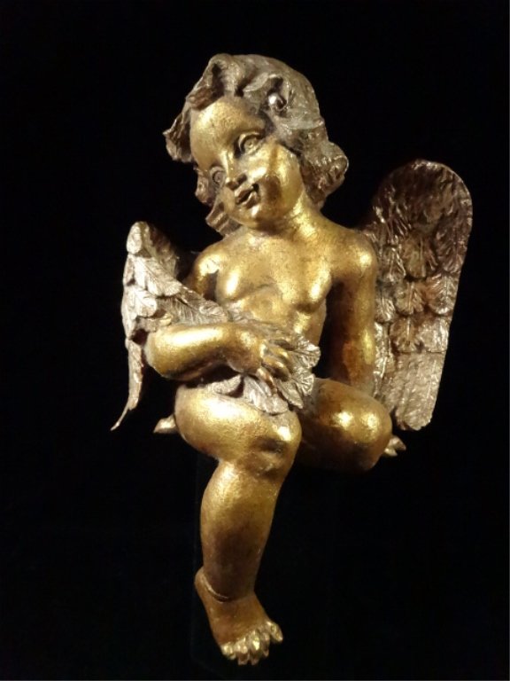 PERCHING ANGEL SHELF SITTER FIGURINE, GILDED FINISH, (1 of 5)