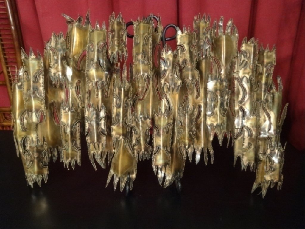 MID CENTURY BRUTALIST COPPER WALL SCULPTURE WITH CANDLE (1 of 4)