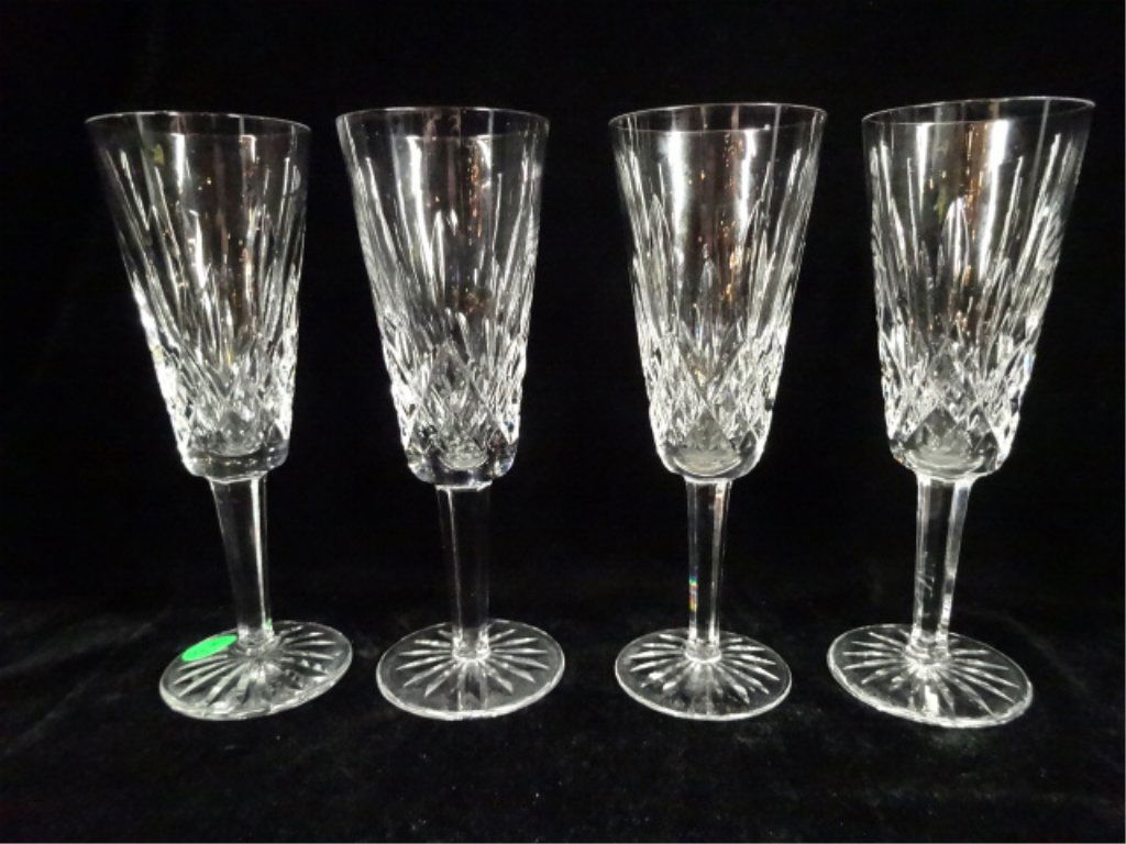 4 WATERFORD CRYSTAL LISMORE CHAMPAGNE FLUTES, APPROX (1 of 5)