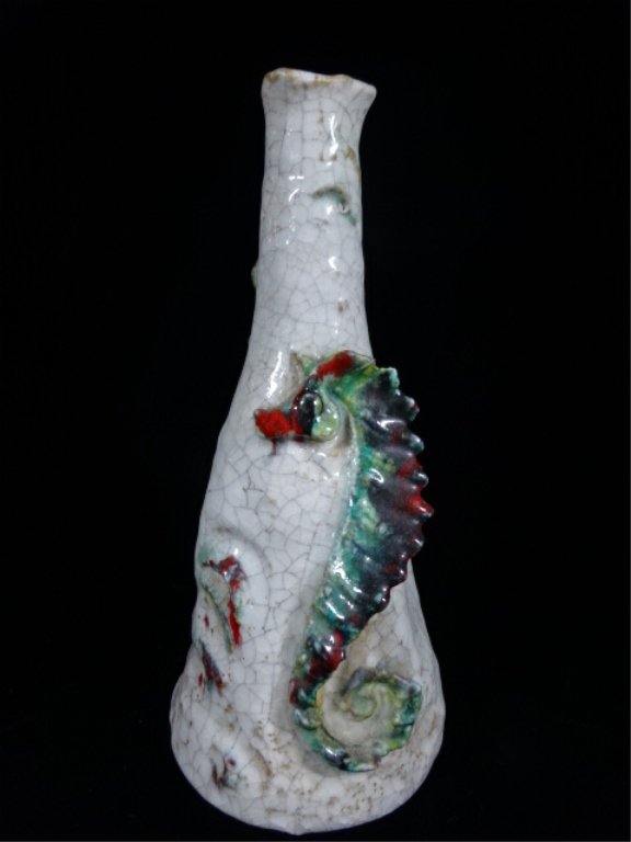 ITALIAN CERAMIC SEAHORSE VASE, MARKED MADE IN ITALY, (1 of 5)