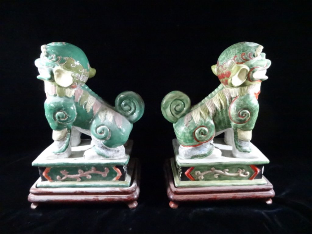 PAIR CERAMIC FOO LIONS, APPROX 11.75"H (1 of 9)
